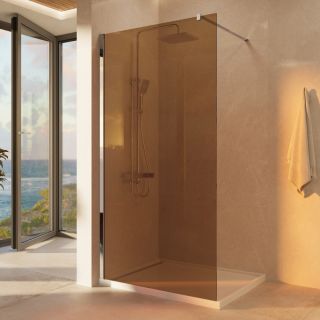 Душевая перегородка Vincea Walk-In VSW-1H100GSB, 1000*2000, черный матовый, стекло янтарь