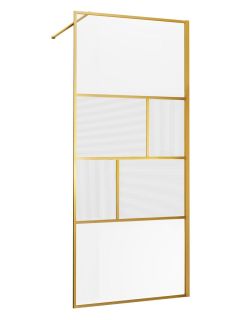 Душевая перегородка Vincea Walk-In VSW-1HC120CFBG 120см брашированное золото стекло прозрачное/рифлёное