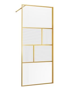 Душевая перегородка Vincea Walk-In VSW-1HC900CFBG 90см брашированное золото прозрачное/рифлёное