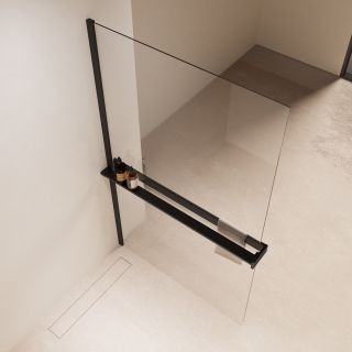 Душевая перегородка Vincea Walk-In VSW-1HR100CLB, 1000*2000, черный, стекло прозрачное