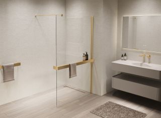 Душевая перегородка Vincea Walk-In VSW-1HR100CLG, 1000*2000, матовый золотой, стекло прозрачное