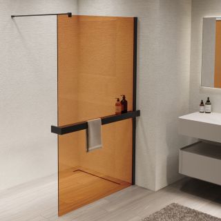 Душевая перегородка Vincea Walk-In VSW-1HR100GSB, 1000*2000, черный, стекло янтарь