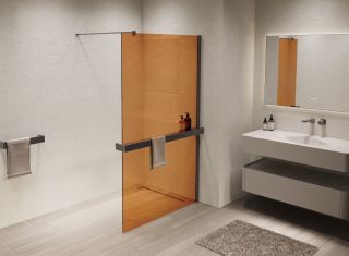 Душевая перегородка Vincea Walk-In VSW-1HR100GSGM, 1000*2000, вороненая сталь, стекло янтарь