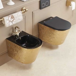 Унитаз подвесной Vincea Piatti VT1-11G1B  золотой безободковый ультратонкое soft-close сиденье