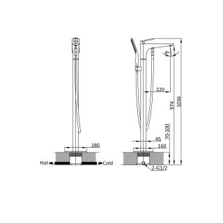 Смеситель Vincea VTF-102CH для ванны и душа напольный хром