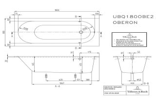 Ванна Villeroy  Boch Oberon UBQ180OBE2V-01 180x80 см квариловая