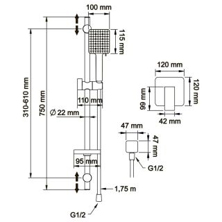 Душевой комплект Swedbe Platta 5553B чёрный