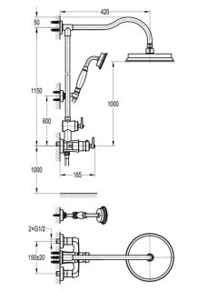 Душевая стойка Swedbe Terracotta Art 2512 с термостатическим смесителем бронза
