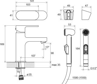 Смеситель Ravak Chrome-CR 112.00 X070092 для раковины с гигиеническим душем