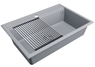 Комплект Paulmark: мойка Stepia 80 и ролл-мат Step PM117551-GRS+R375-BS серый дым/брашированная нержавеющая сталь