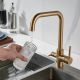 Смеситель для кухни Shevanik S228G с подключением фильтра золотой сатин