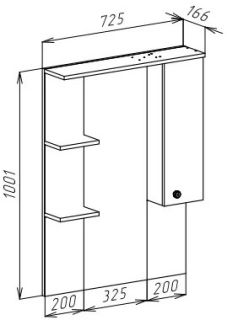 Зеркало-шкаф с подсветкой Bellezza Джулия 75см правый белый 00000001061