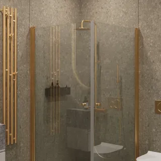 Душевой уголок на монопетле by Deonria U-80-79-6-T-G 80x79см золото/прозрачный