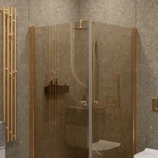 Душевой уголок на монопетле by Deonria U-80-79-6-BR-GM 80x79см золото/бронза